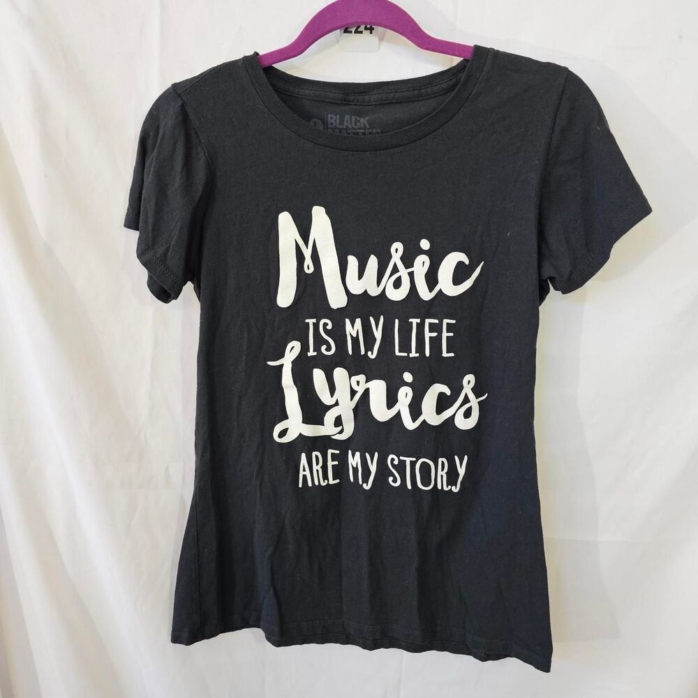 #0224 Black Matter Graphic Tee Music Is My Life Lyrics T-Shirt Large